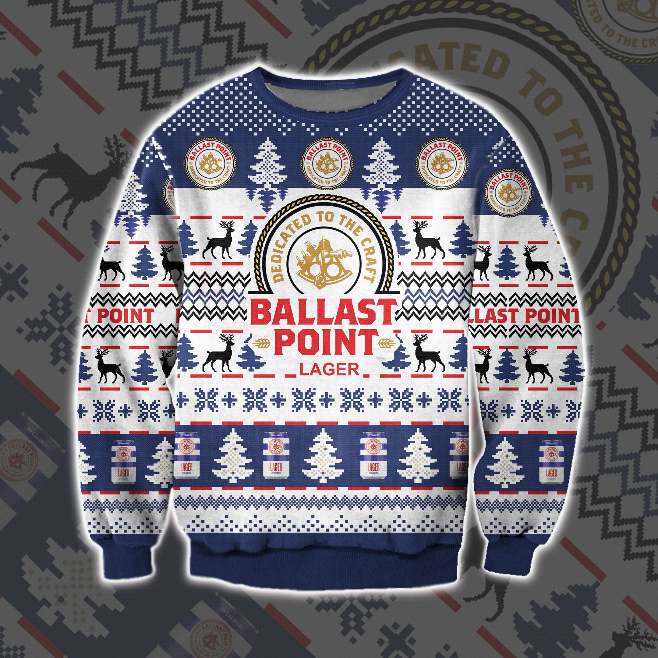 Ballast Point Beer Knitting Pattern 3D Print Ugly Christmas Sweater Adult 3D Funny Matching for family