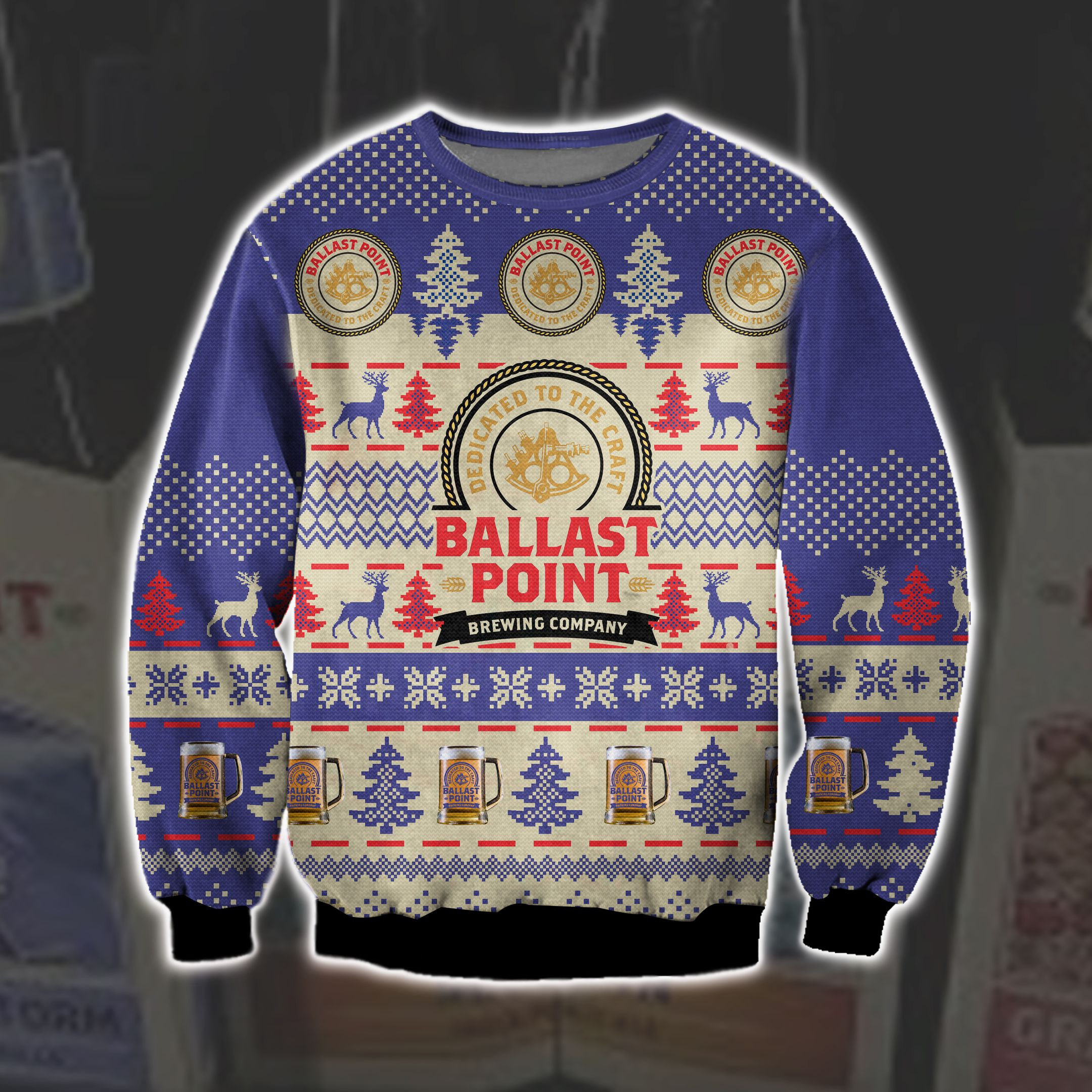 Ballast Point Beer Knitting Pattern 3D Print Ugly Christmas Sweater Adult 3D Funny Matching for family