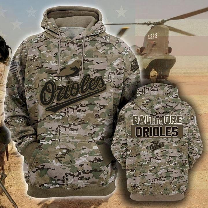 Baltimore Orioles Camouflage Veteran 3D All Over Print Hoodie, Zip Hoodie