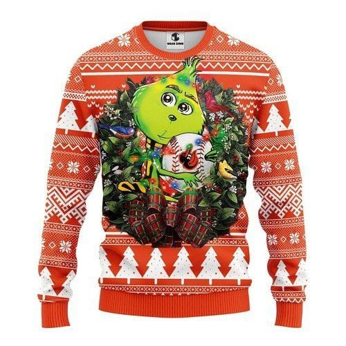 Baltimore Orioles Grinch Hug For Unisex Ugly Christmas Sweater Adult 3D Funny Matching for family