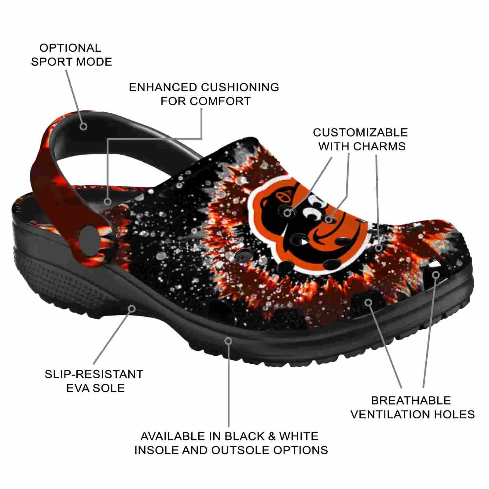 Baltimore Orioles Radiant Burst Effect ClogTVC1801179 - Image 5