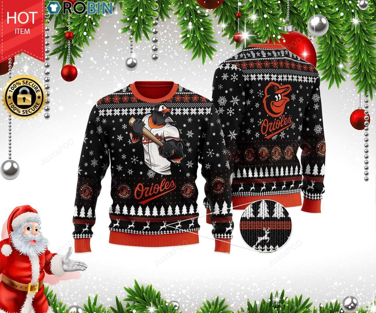 Baltimore Orioles Team Ugly Christmas Sweater Adult 3D Funny Matching for family
