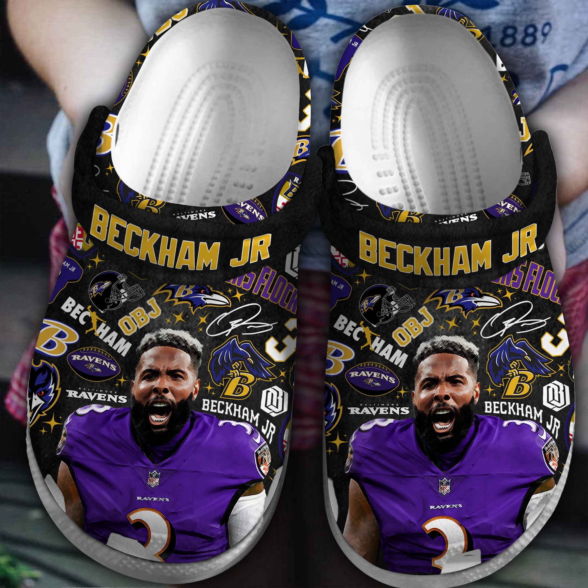 Baltimore Ravens Beckham Jr NFL Sport Crocs Crocband Clogs Shoes Comfortable For Men Women and Kids