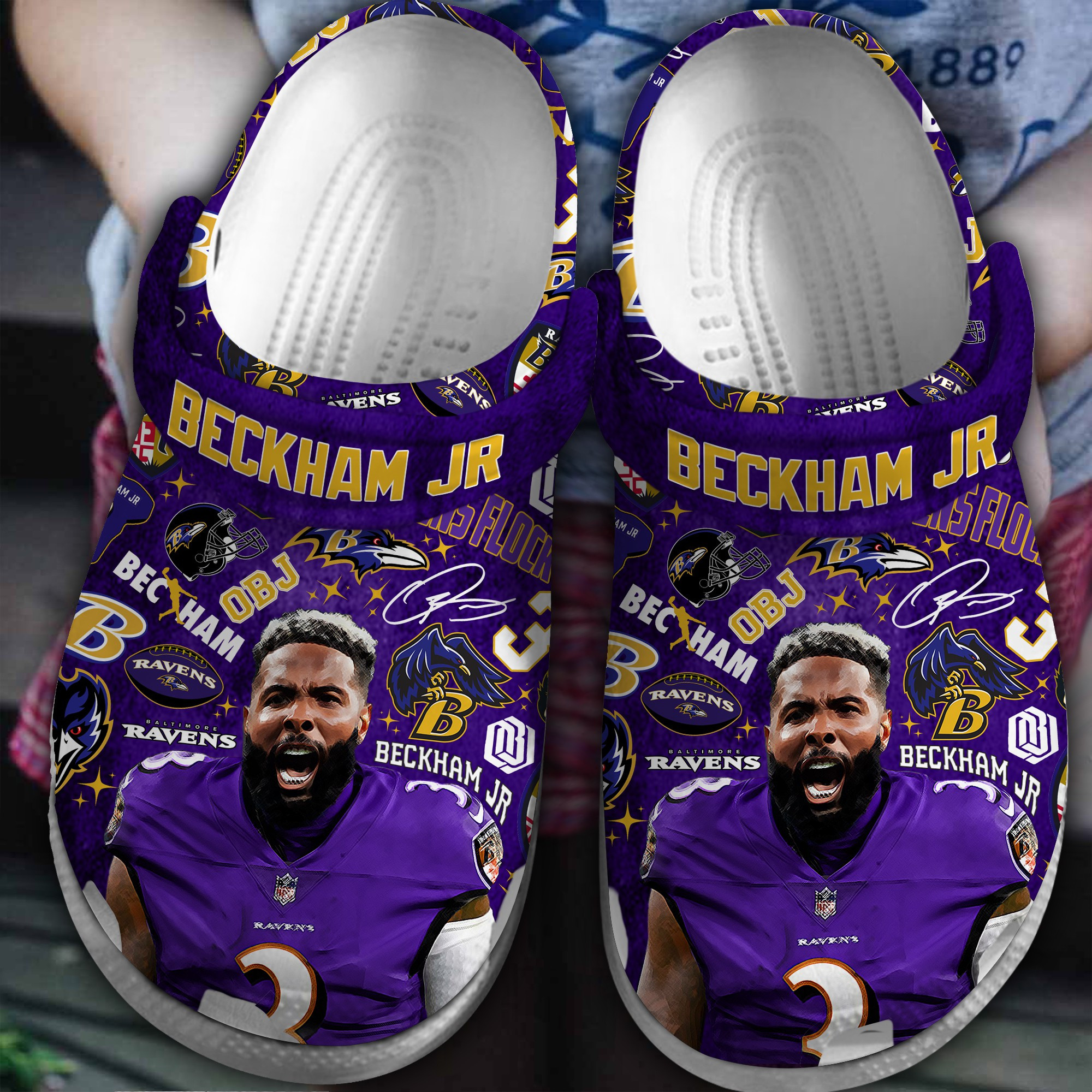 Baltimore Ravens Beckham Jr NFL Sport Crocs Crocband Clogs Shoes Comfortable For Men Women and Kids