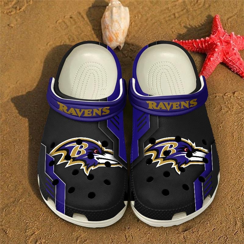 Baltimore Ravens NFL Crocs Crocband Clogs Shoes Comfortable For Men Women and Kids