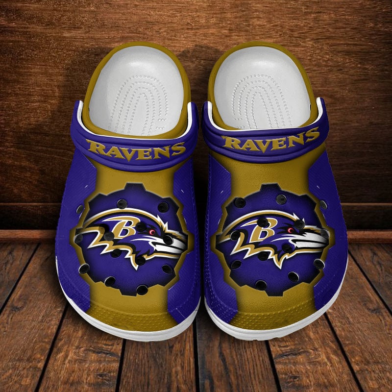 Baltimore Ravens NFL Crocs Crocband Clogs Shoes Comfortable For Men Women and Kids
