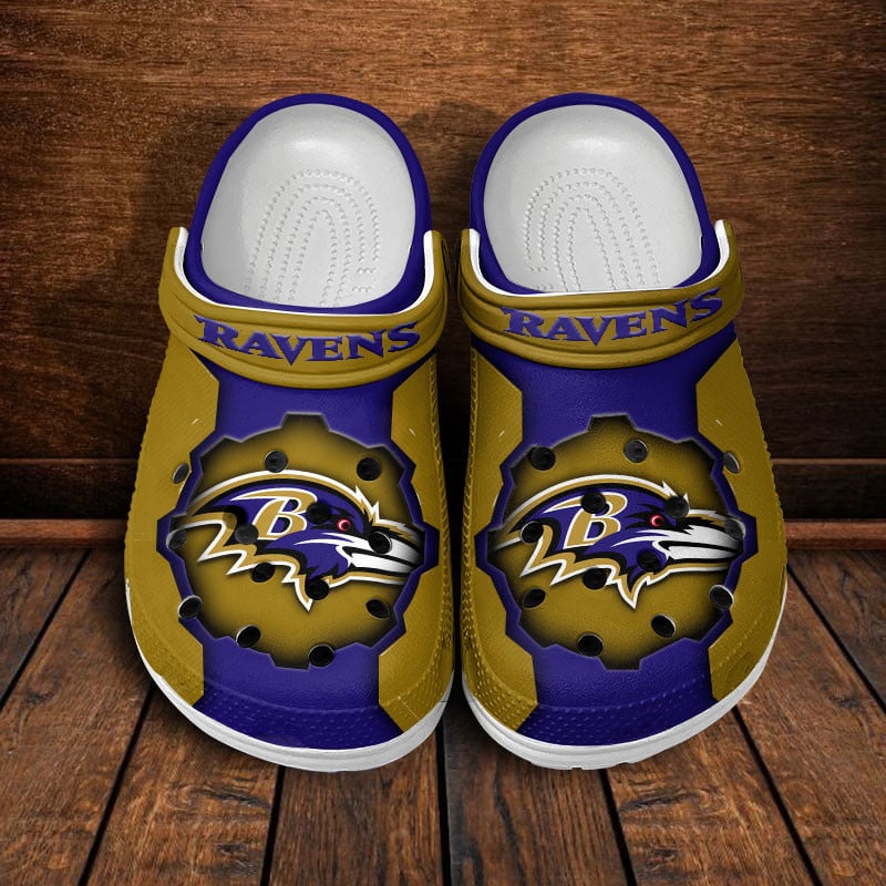 Baltimore Ravens NFL Crocs Crocband Clogs Shoes Comfortable For Men Women and Kids