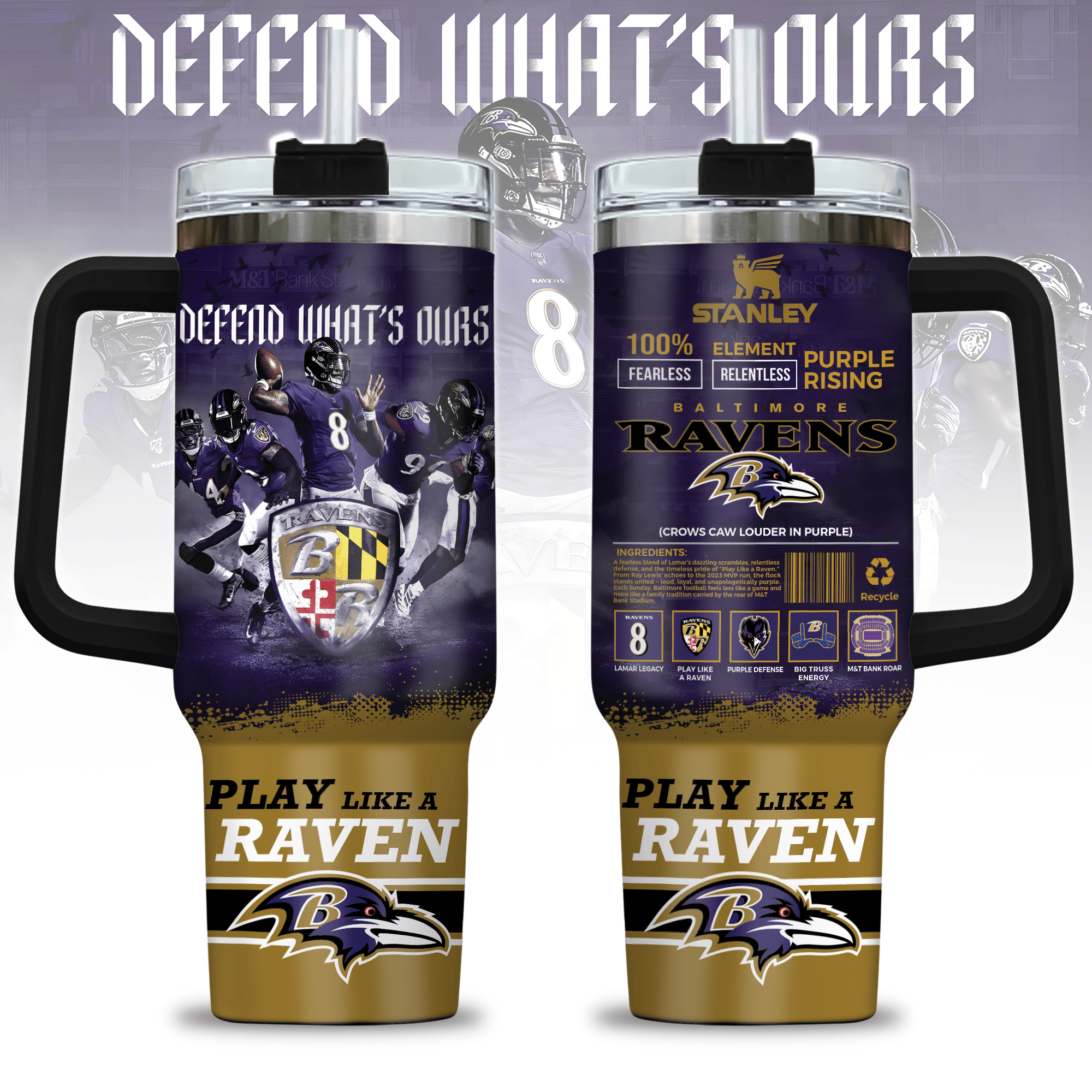 Baltimore Ravens NFL Custom Stanley Cup 40 oz 30 oz Tumbler With HandleTVC230198