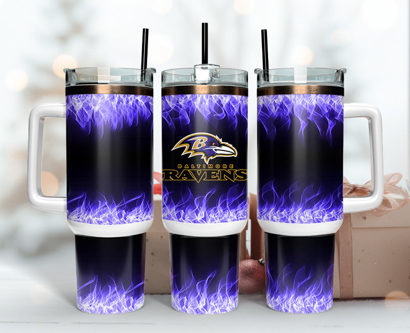 Baltimore Ravens NFL Fire Effect Custom Stanley Cup 40 oz 30 oz Tumbler With HandleTVC2301140