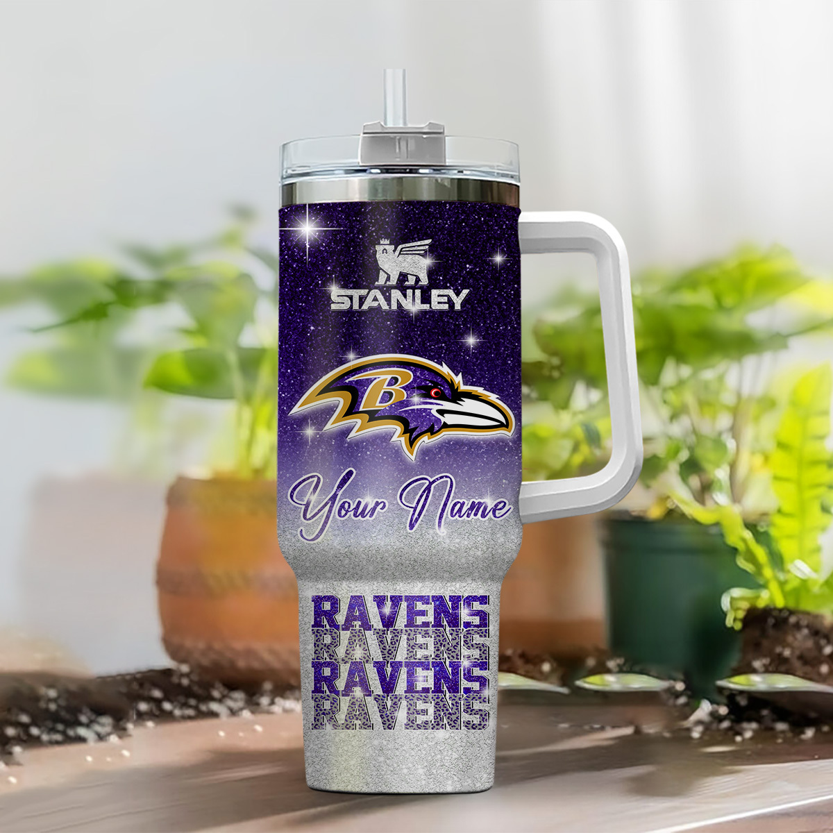 Baltimore Ravens NFL Glitter Custom Stanley Cup 40 oz 30 oz Tumbler With HandleTVC230197 - Image 2