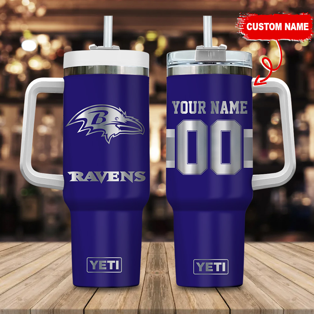 Baltimore Ravens NFL Laser Engraved Effect Custom Stanley Cup 40 oz 30 oz Tumbler With HandleTVC2301120