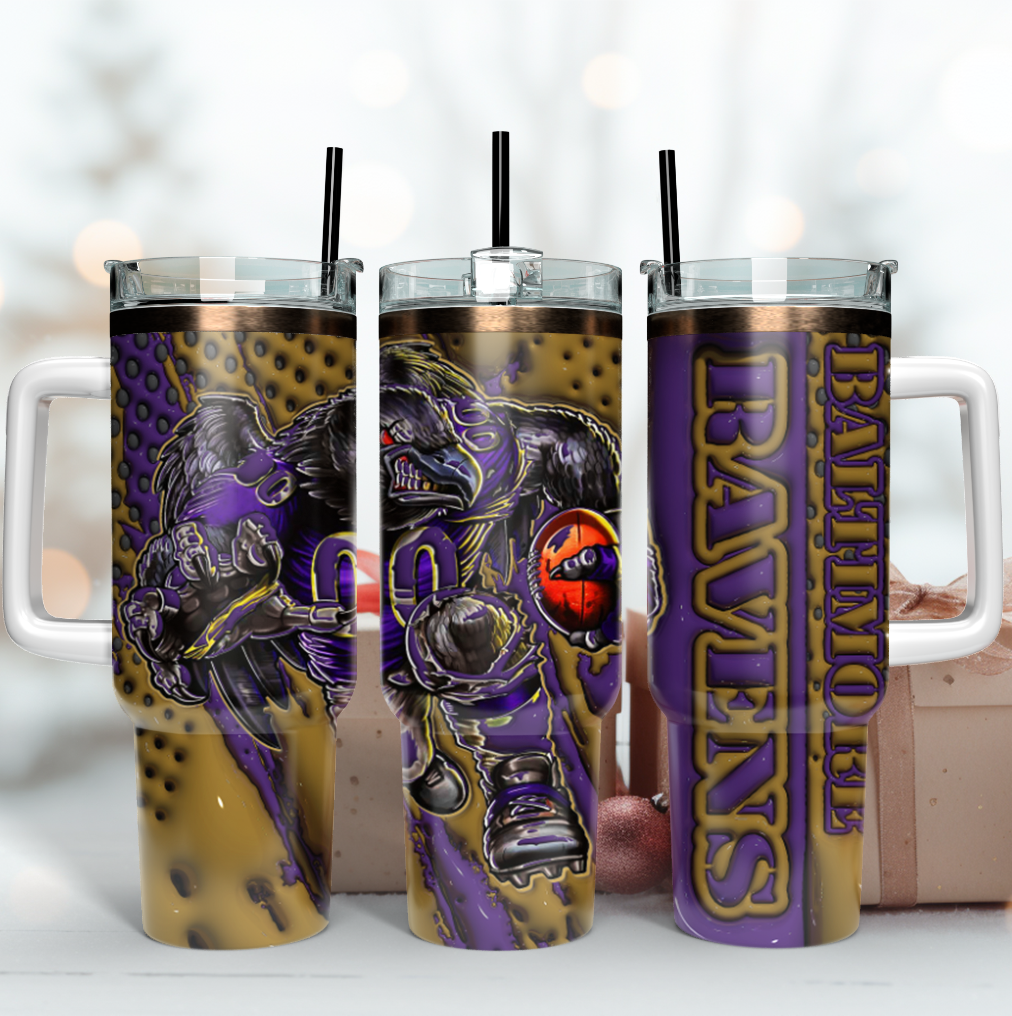 Baltimore Ravens NFL Mascot Custom Stanley Cup 40 oz 30 oz Tumbler With HandleTVC2301185