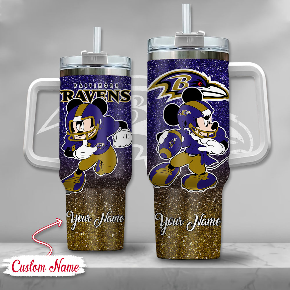 Baltimore Ravens NFL Mickey Mouse Glitter Custom Stanley Cup 40 oz 30 oz Tumbler With HandleTVC230190