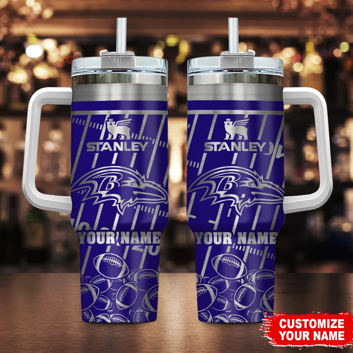 Baltimore Ravens NFL Silver Custom Stanley Cup 40 oz 30 oz Tumbler With HandleTVC2301103