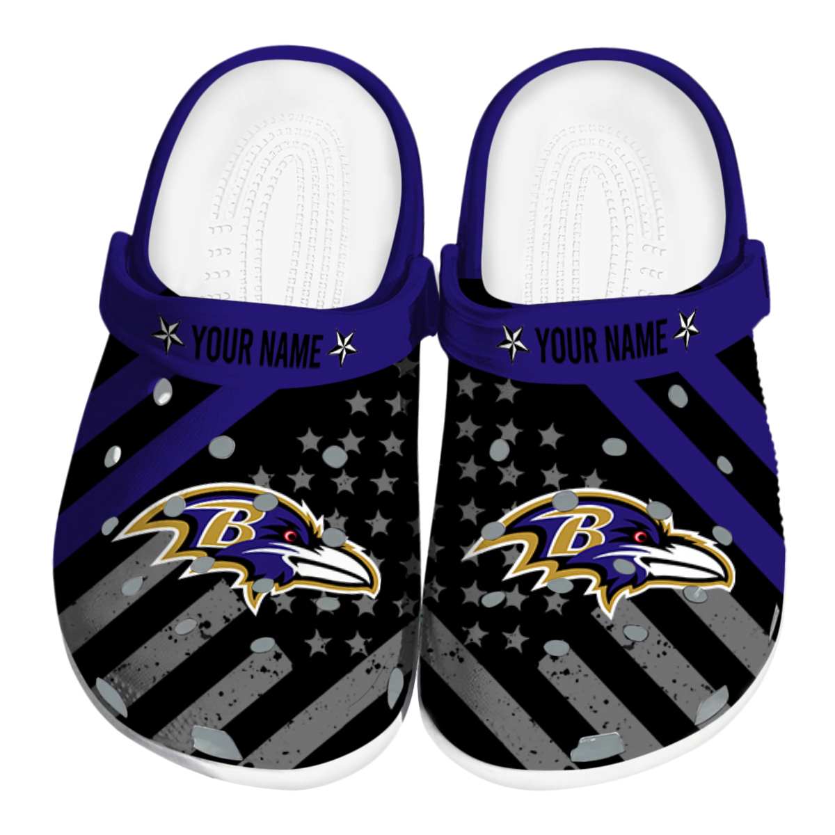 Baltimore Ravens NFL Sport Crocs Crocband Clogs Shoes Comfortable For Men Women and Kids