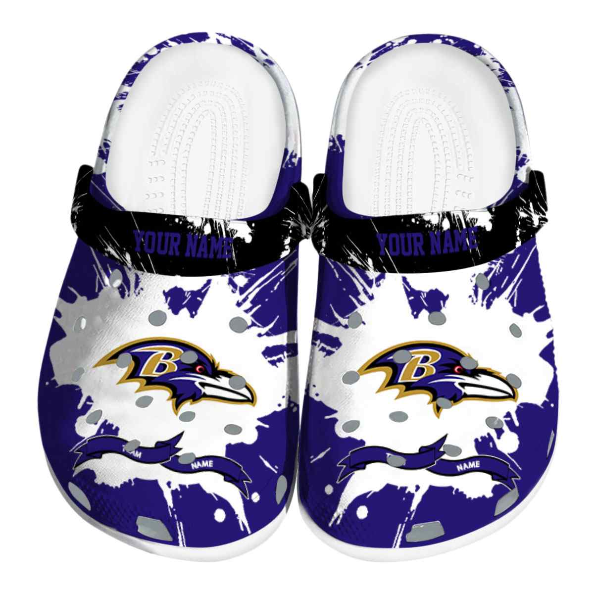 Baltimore Ravens NFL Sport Crocs Crocband Clogs Shoes Comfortable For Men Women and Kids