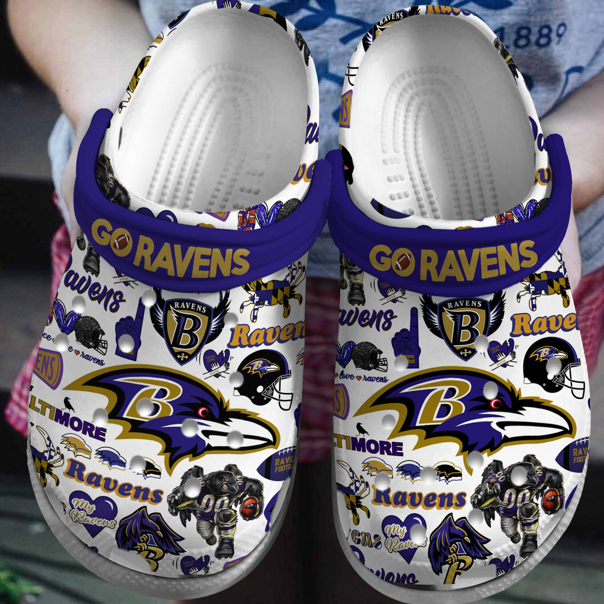 Baltimore Ravens NFL Sport Crocs Crocband Clogs Shoes Comfortable For Men Women and Kids