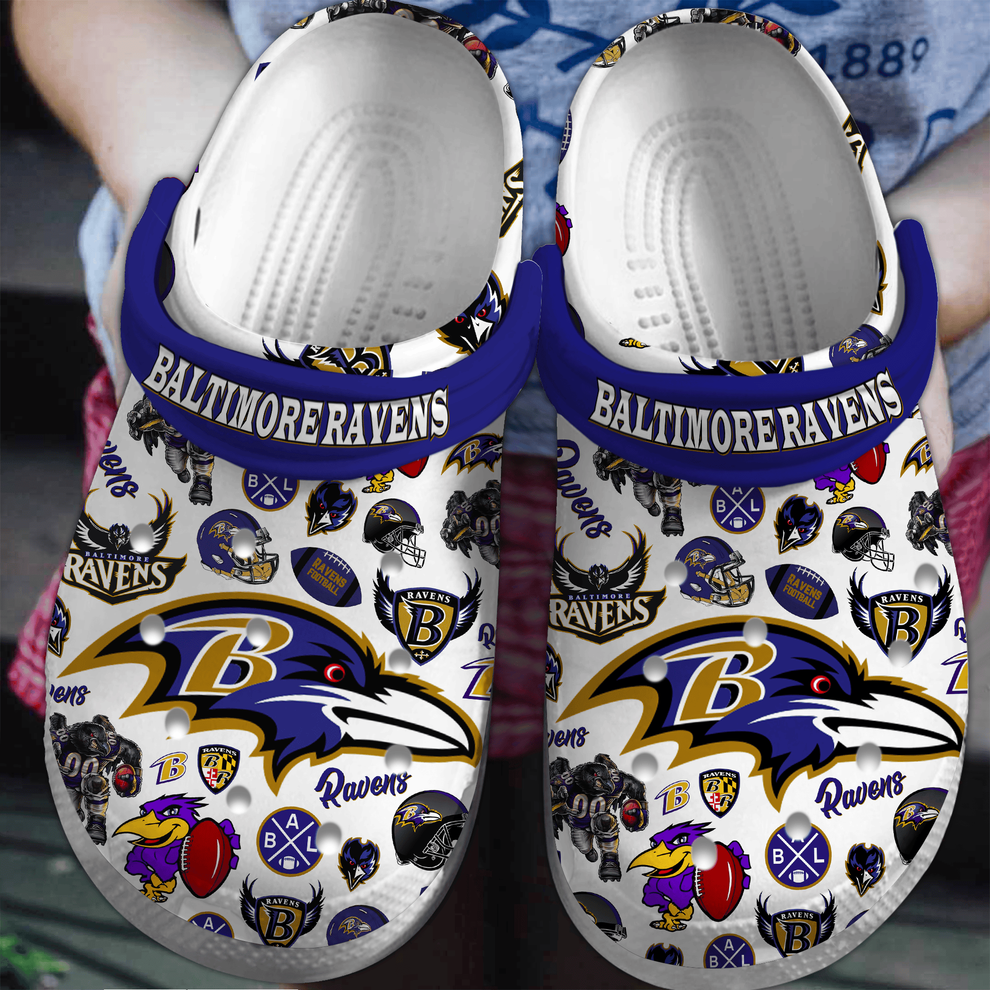 Baltimore Ravens NFL Sport Crocs Crocband Clogs Shoes Comfortable For Men Women and Kids