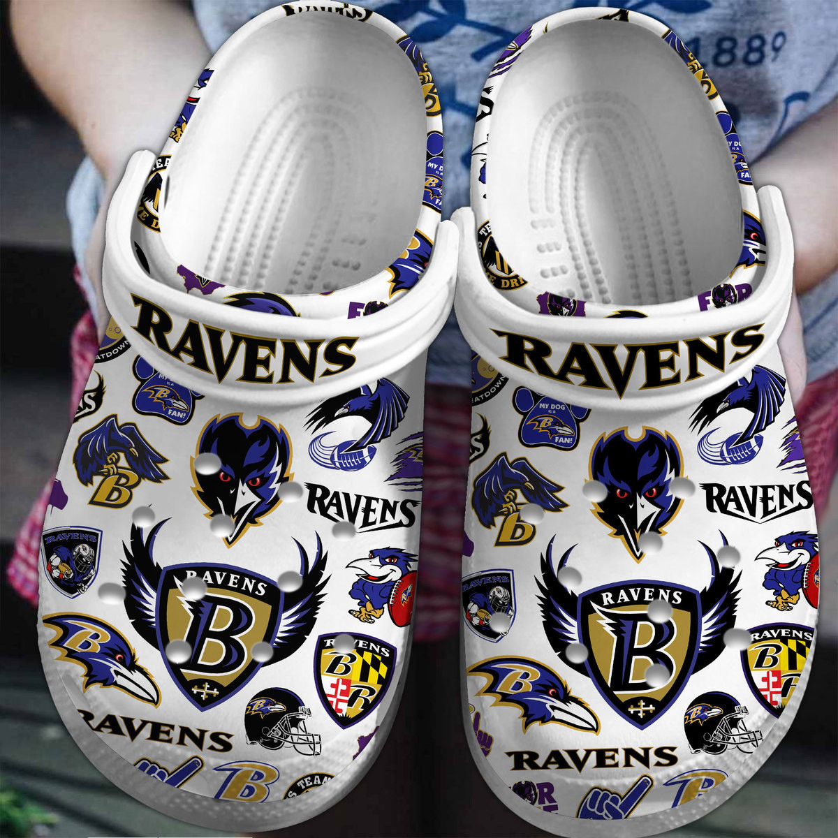 Baltimore Ravens NFL Sport Crocs Crocband Clogs Shoes Comfortable For Men Women and Kids