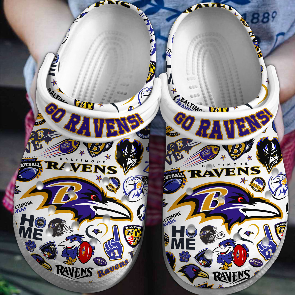 Baltimore Ravens NFL Sport Crocs Crocband Clogs Shoes Comfortable For Men Women and Kids