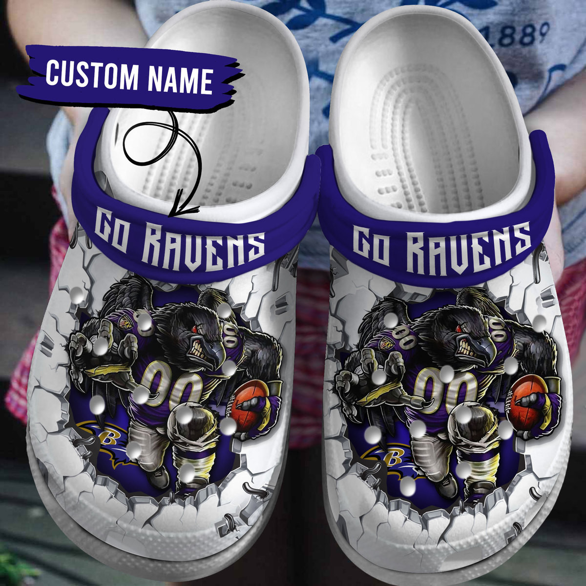Baltimore Ravens NFL Sport Crocs Crocband Clogs Shoes Comfortable For Men Women and Kids