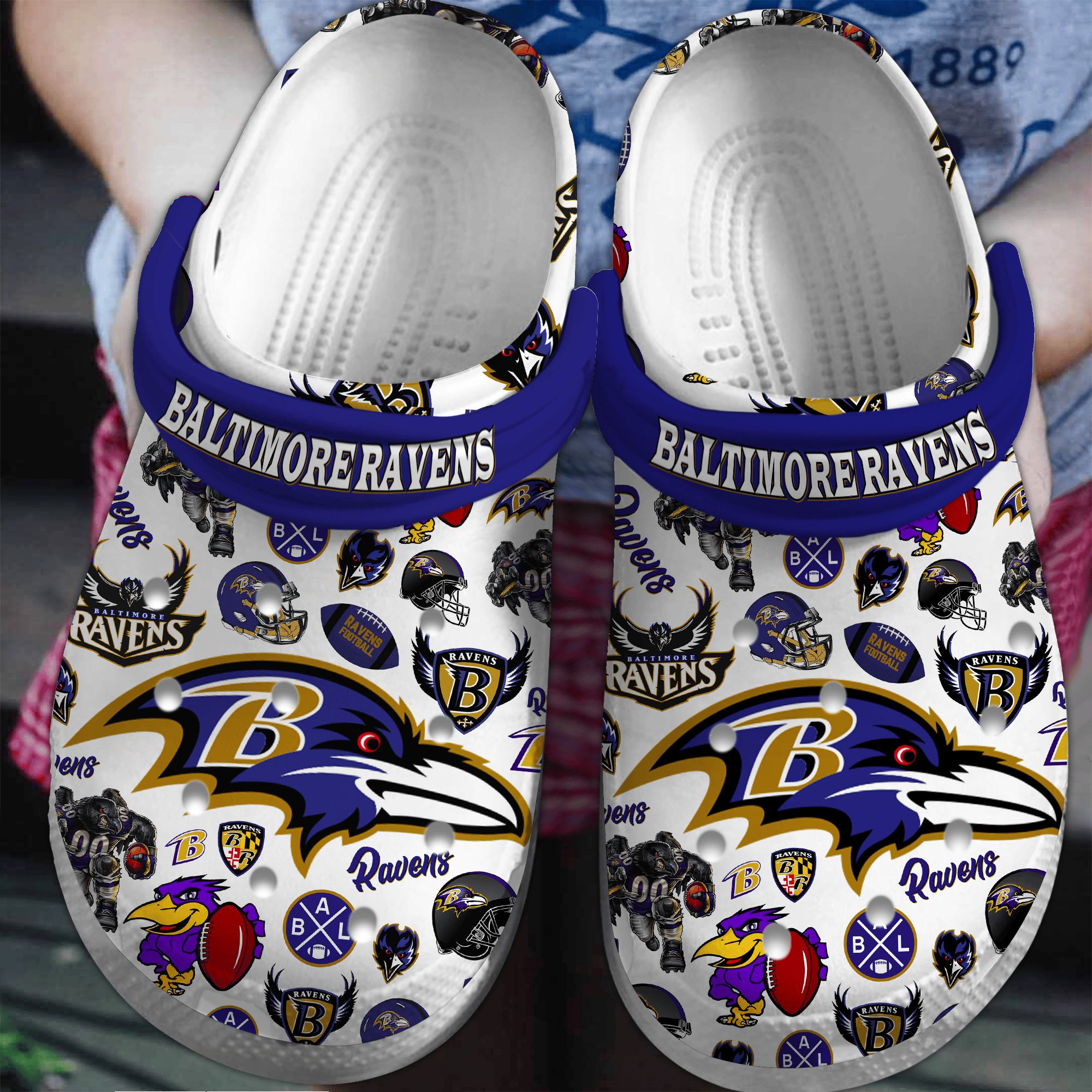 Baltimore Ravens NFL Sport Crocs Crocband Clogs Shoes Comfortable For Men Women and Kids