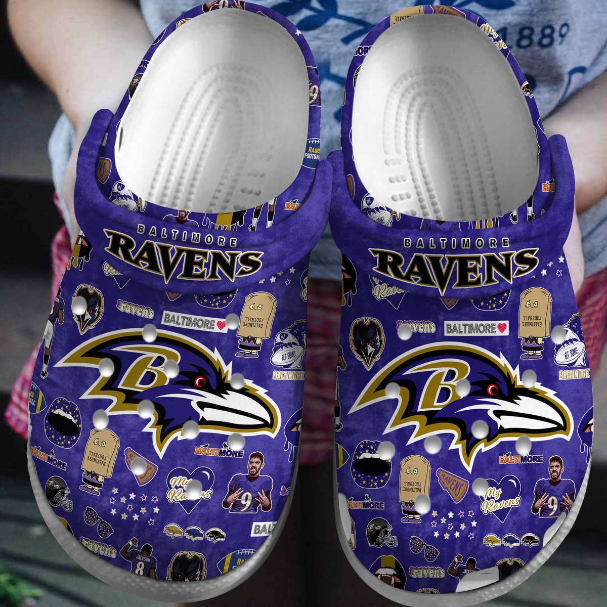 Baltimore Ravens NFL Sport Crocs Crocband Clogs Shoes Comfortable For Men Women and Kids