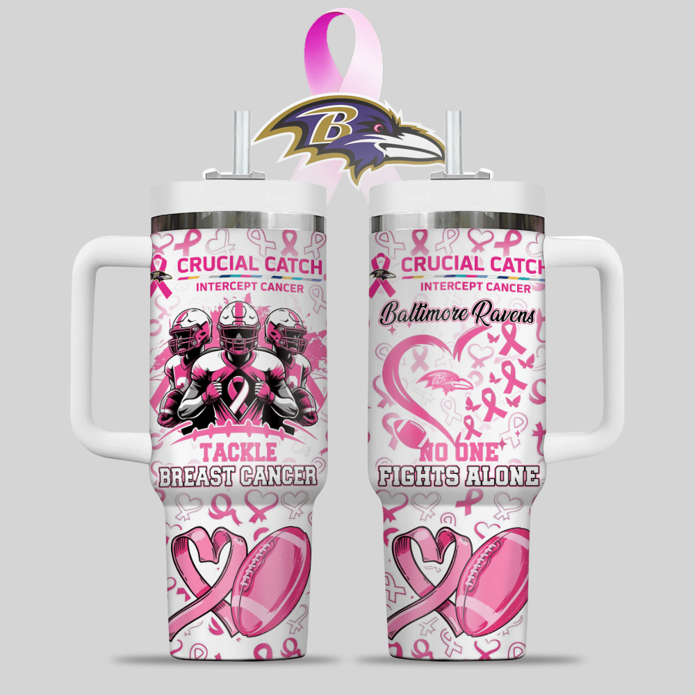 Baltimore Ravens NFL x Breast Cancer Awareness Custom Stanley Cup 40 oz 30 oz Tumbler With HandleTVC2301124