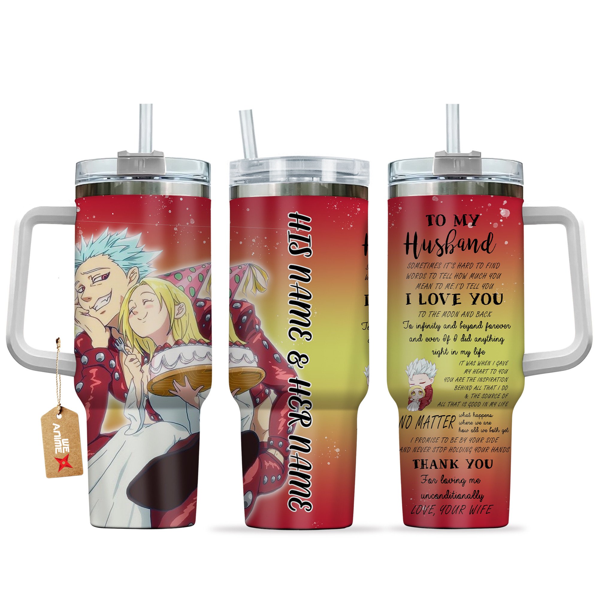 Ban & Elaine The Seven Deadly Sins Anime Valentine Custom Stanley Cup 40 oz 30 oz Tumbler With HandleTVC2301166