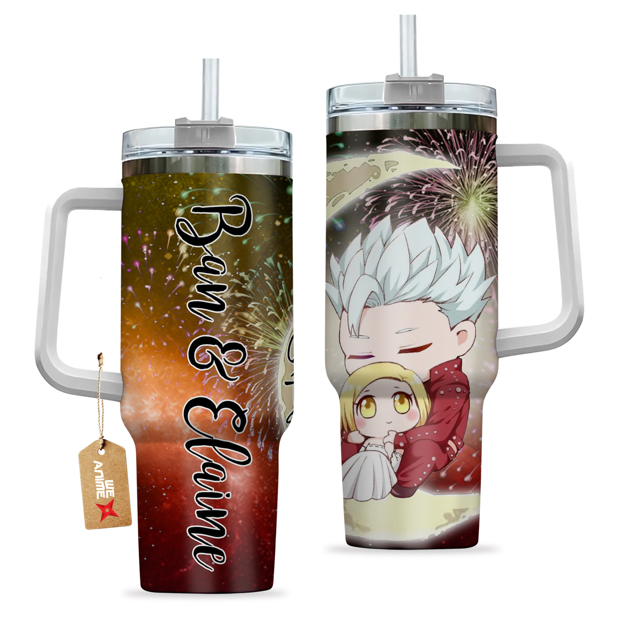 Ban & Elaine The Seven Deadly Sins Anime Valentine Custom Stanley Cup 40 oz 30 oz Tumbler With HandleTVC2301167 - Image 2