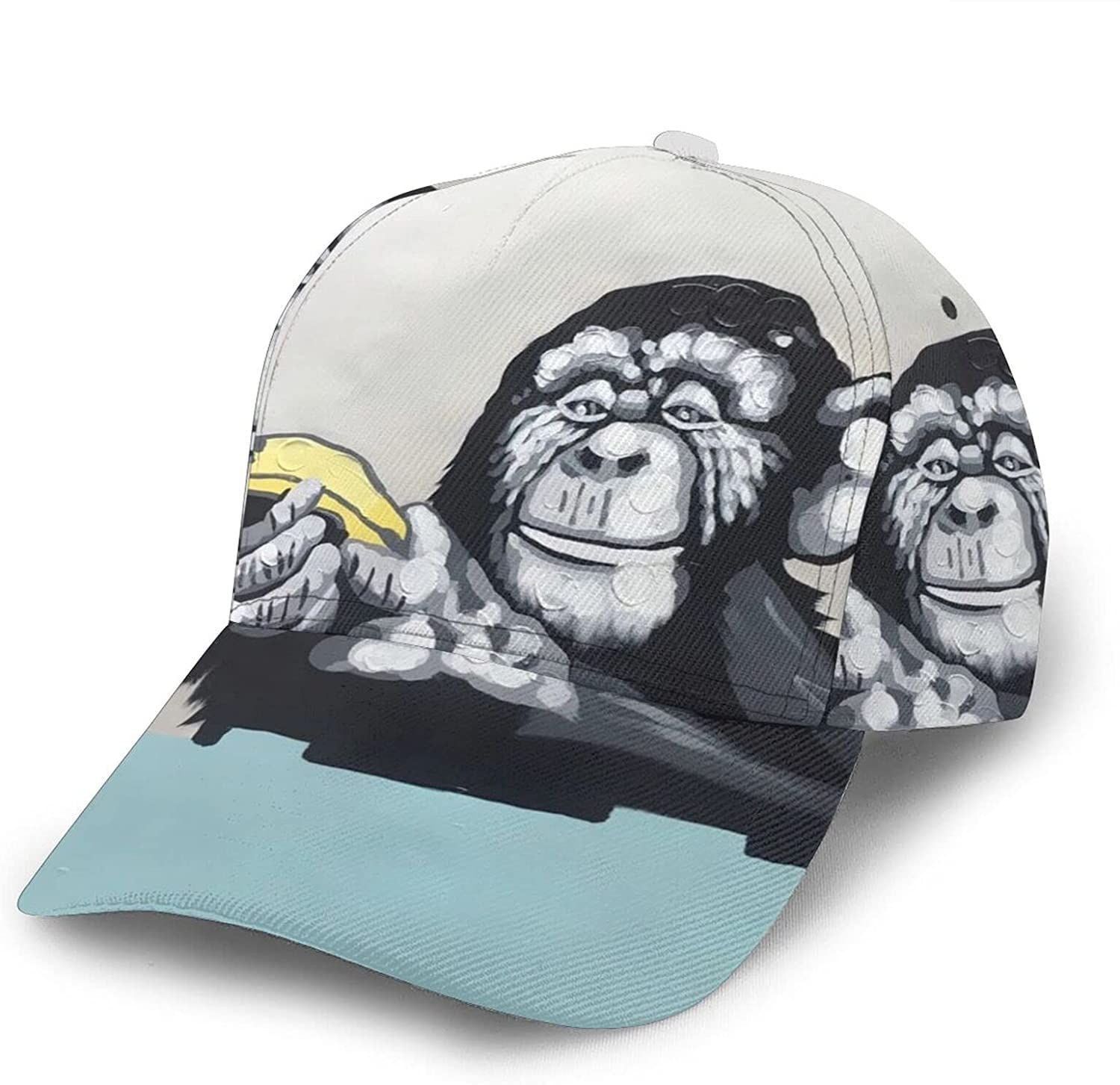 Banana Monkey Print Classic Baseball 3D Cap Adjustable Twill Sports Dad Hats For Unisex Trucker Hats Custom Hats Gifts For Men & Women