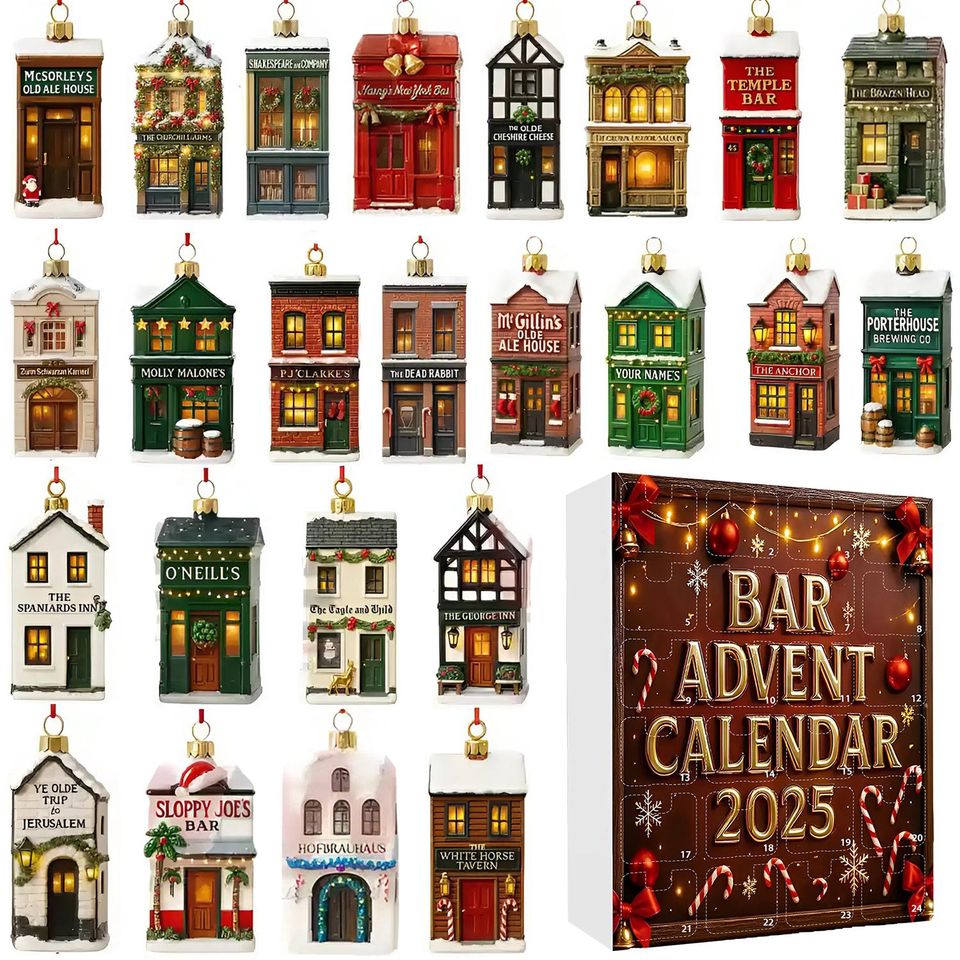 Bar Advent Calendar 2025, 24 Day Bar Figurines: Vintage Christmas Ornament Countdown - Image 2