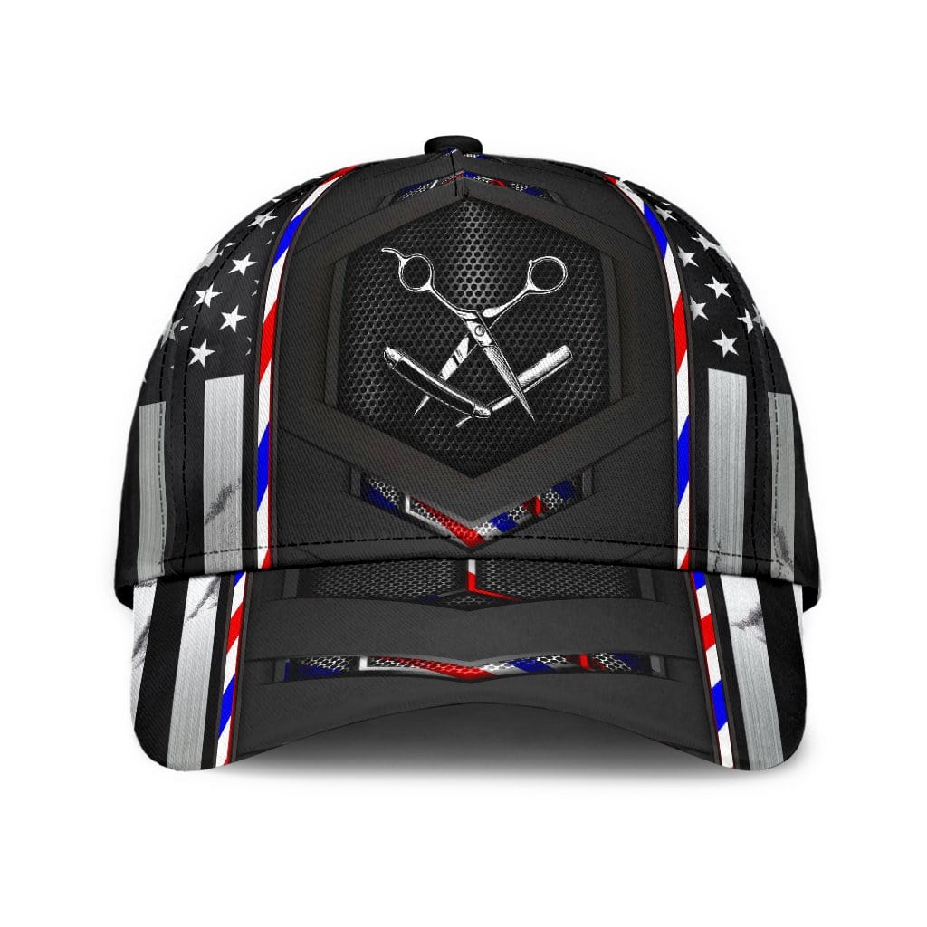 Barber Baseball Cap Barber American Flag Carbon Classic Hat Trucker Hats Custom Hats Gifts For Men & Women
