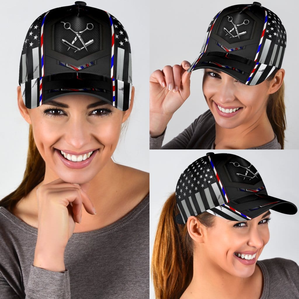 Barber Baseball Cap Barber American Flag Carbon Classic Hat Trucker Hats Custom Hats Gifts For Men & Women
