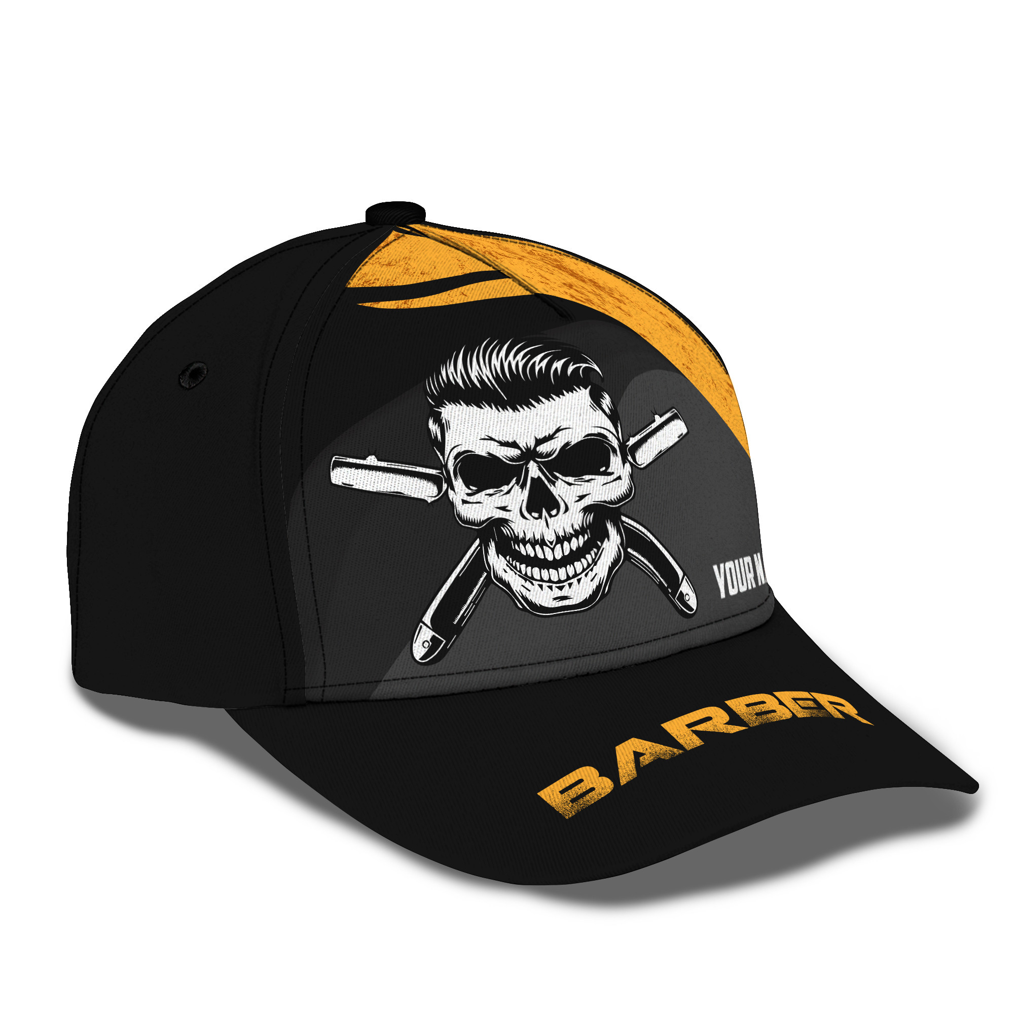 Barber Cap Custom Barber Baseball Cap Barber Shop Skull Classic Cap Trucker Hats Custom Hats Gifts For Men & Women