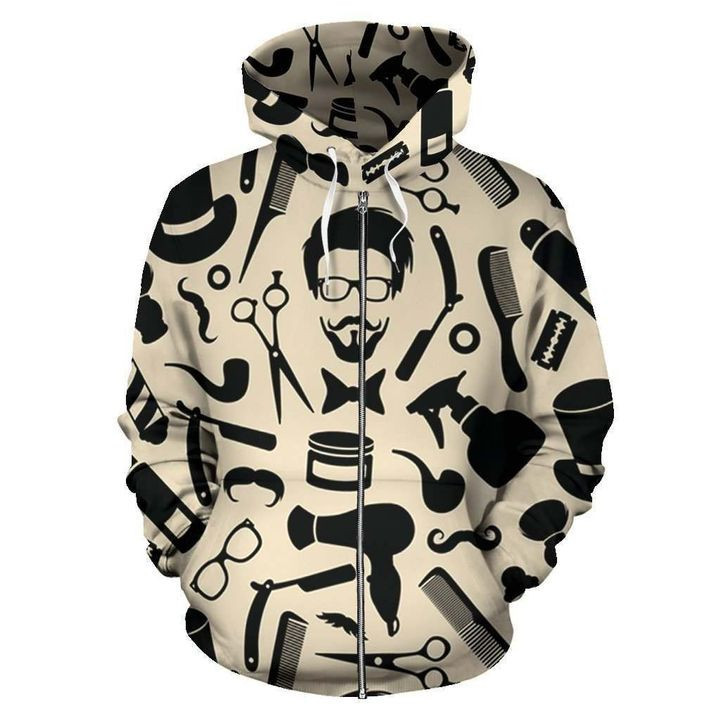 Barber Shop Skull 3D All Over Print Hoodie, Zip Hoodie