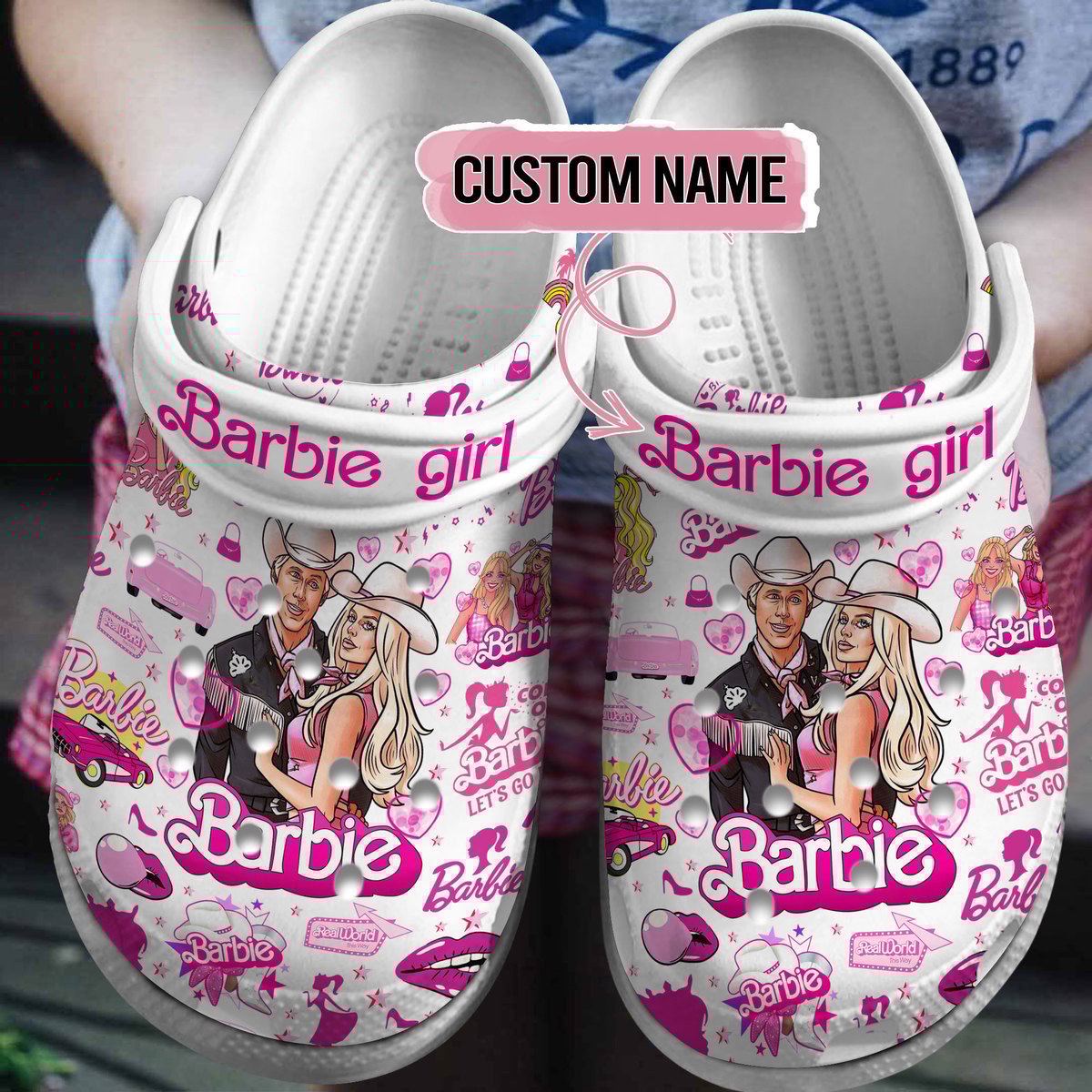 Barbie Movie Cartoon Crocs Crocband Clogs Shoes Comfortable For Men Women and Kids