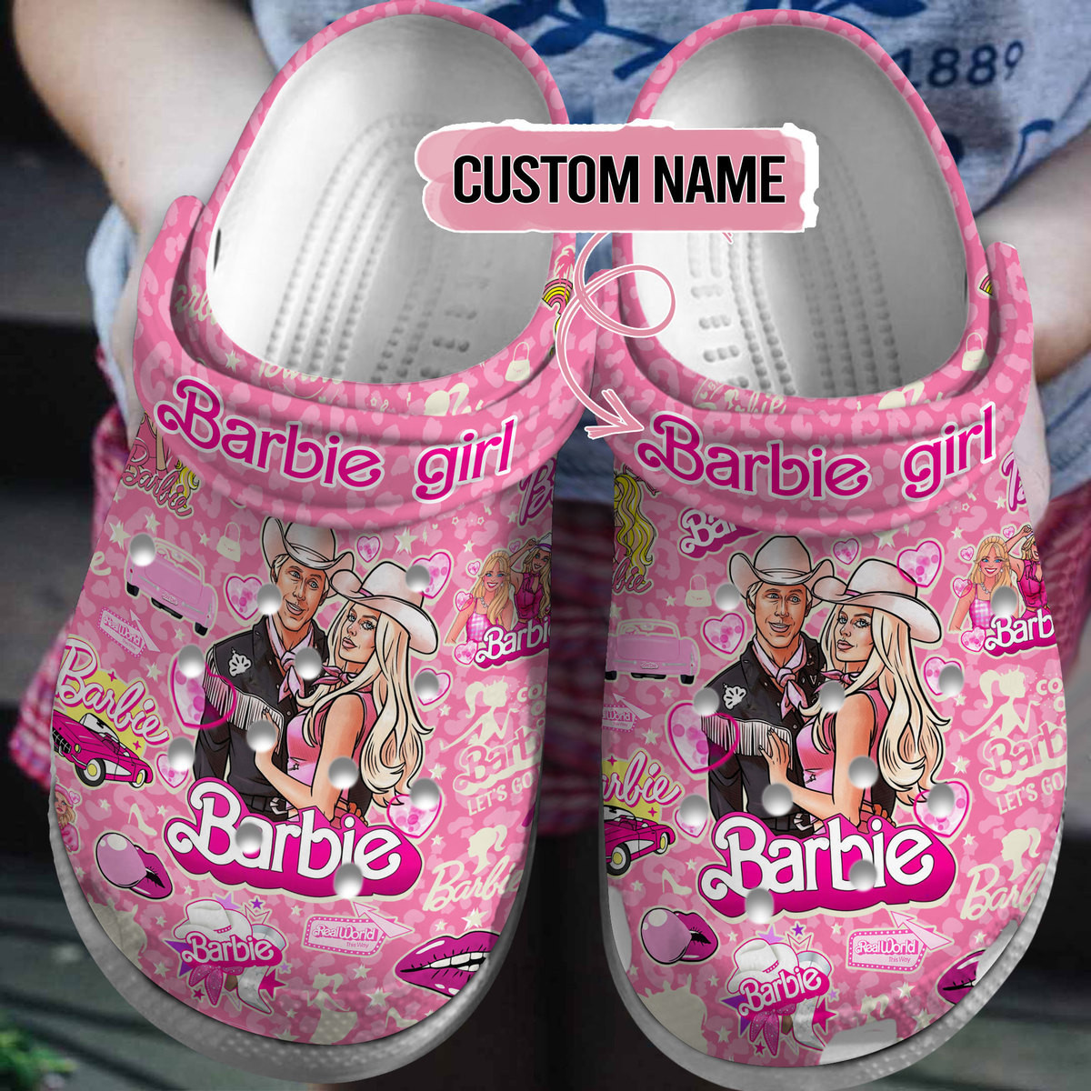 Barbie Movie Cartoon Crocs Crocband Clogs Shoes Comfortable For Men Women and Kids