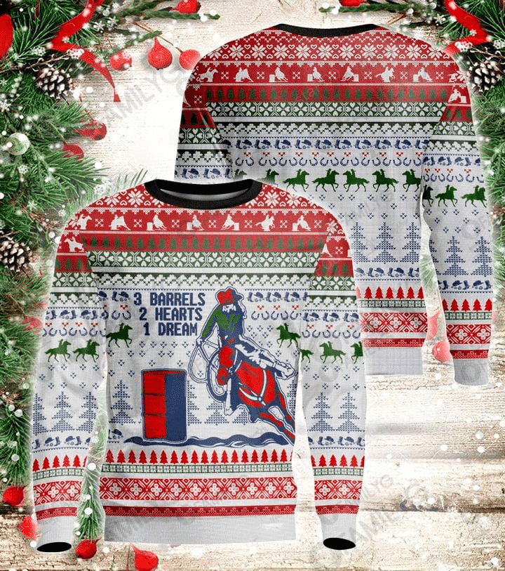 Barrel Racing Ugly Christmas Sweater Adult 3D Funny Matching for family