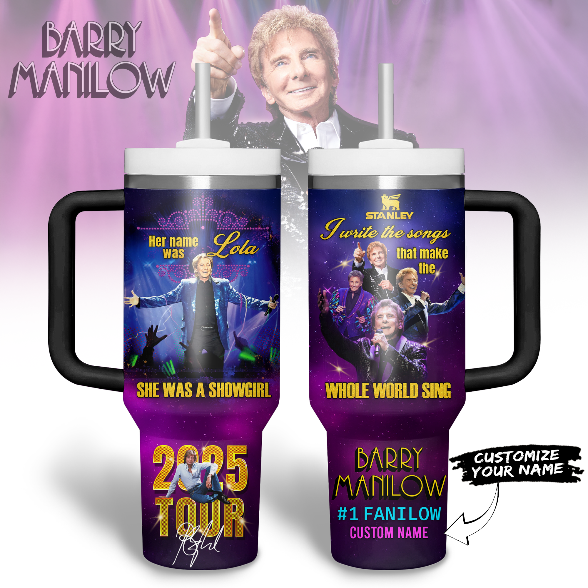 Barry Manilow Music Custom Stanley Cup 40 oz 30 oz Tumbler With HandleTVC2301243