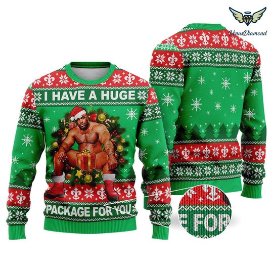 Barry Wood Christmas Ugly Sweatshirt, I Have A Huge Package For You Ugly Xmas Sweater - Image 5