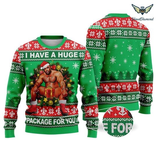 Barry Wood Christmas Ugly Sweatshirt, I Have A Huge Package For You Ugly Xmas Sweater - Image 4
