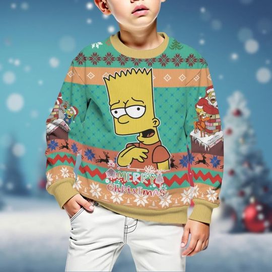 Bart Simpson Christmas Sweater, The Simpsons Ugly Sweater, Simpsons Family Holiday - Image 9