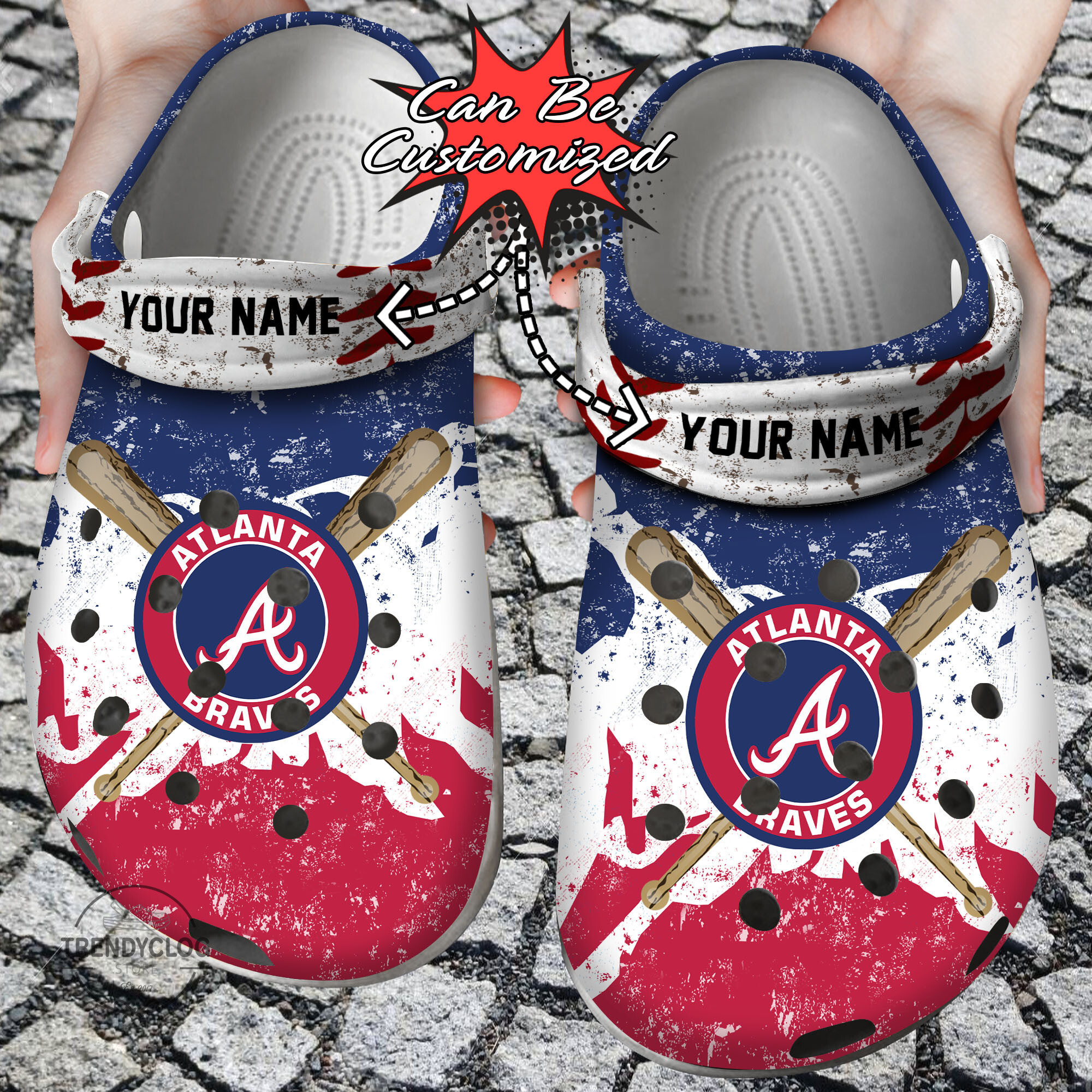 Baseball ABraves Personalized Watercolor New Clog Shoes