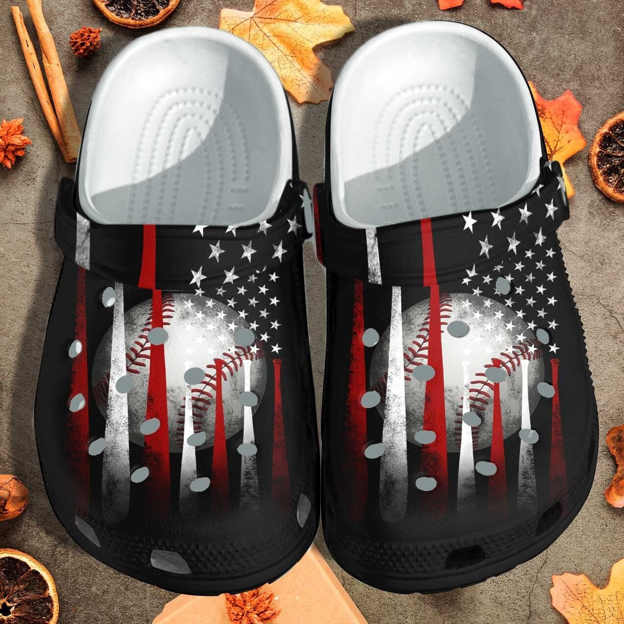 Baseball Ball America Flag Custom Shoes Clogs - Baseball Lover Gifts Shoes For Son Husband