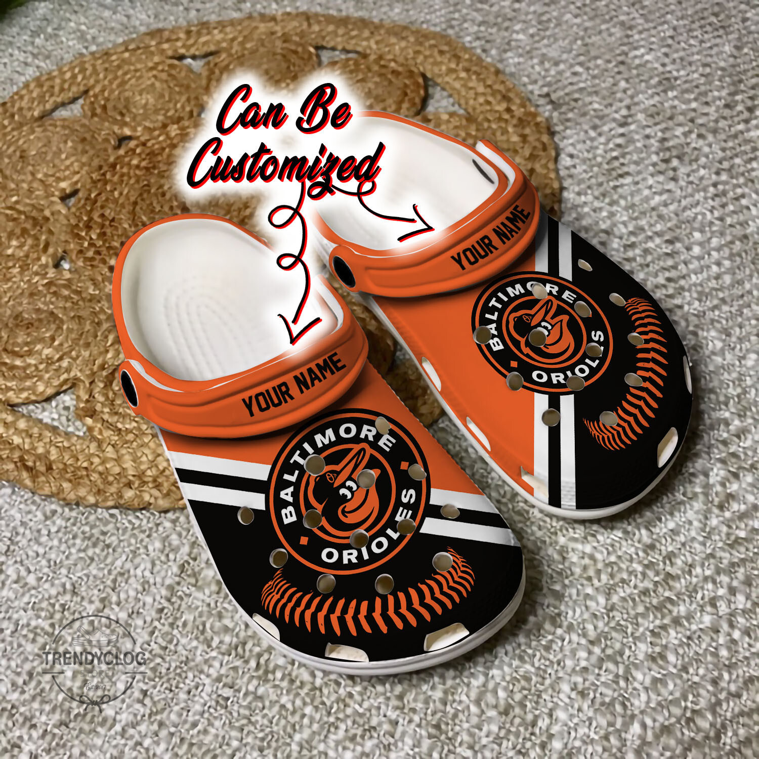 Baseball BOrioles Personalized Baseball Logo Team Clog Shoes
