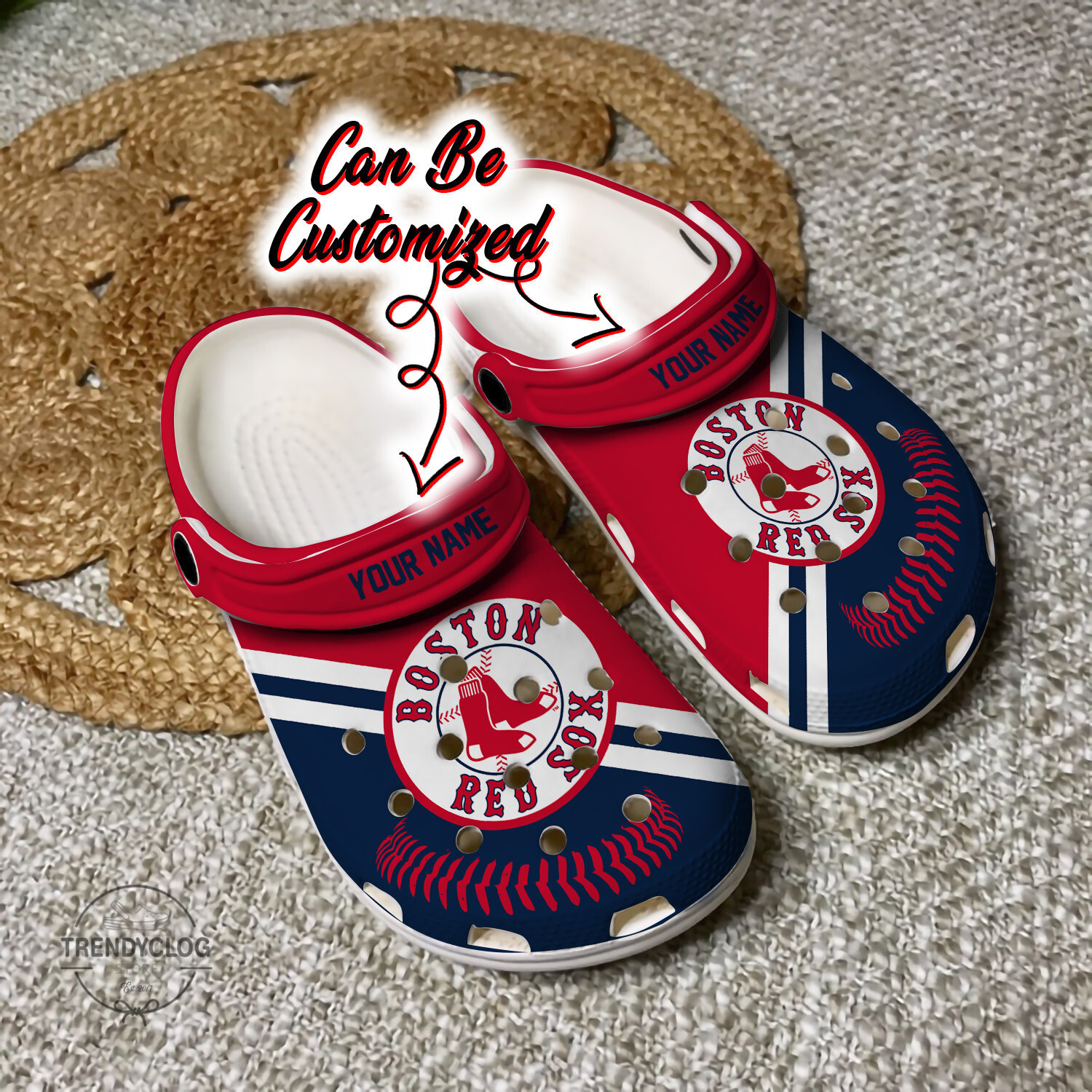 Baseball BRed Sox Personalized Baseball Logo Team Clog Shoes