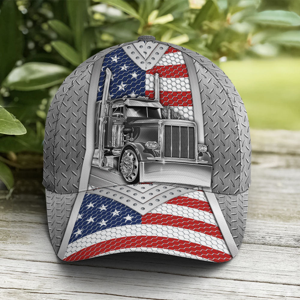 Baseball Cap For Trucker Metalic Style US Flag Pattern Trucker Hats Custom Hats Gifts For Men & Women