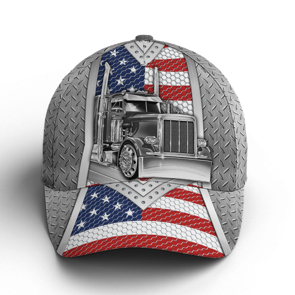 Baseball Cap For Trucker Metalic Style US Flag Pattern Trucker Hats Custom Hats Gifts For Men & Women