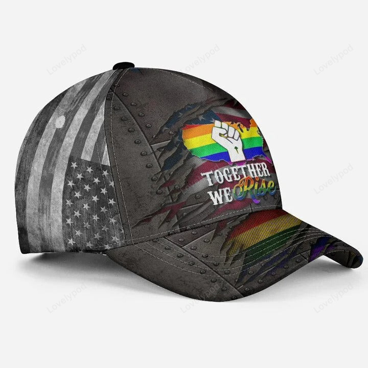 Baseball Cap Hat, Lgbt Pride Together We Rise, Gay Pride Accessories Trucker Hats Custom Hats Gifts For Men & Women
